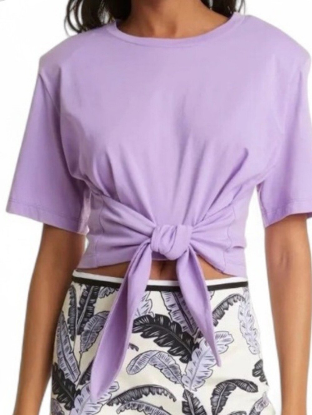 Le Superbe Lilac Purple Tie-Front Cotton Crop Top